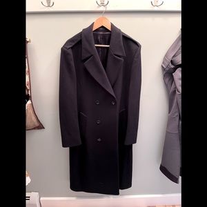 Mens London fog black wool dress coat sz Lg